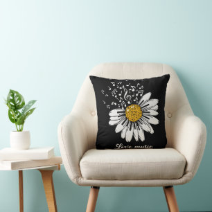 Love Music Daisy Flower Cushion