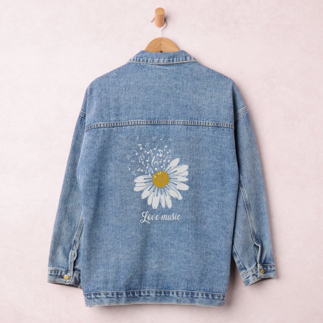 Love Music Daisy Flower Denim Jacket (Hangar)
