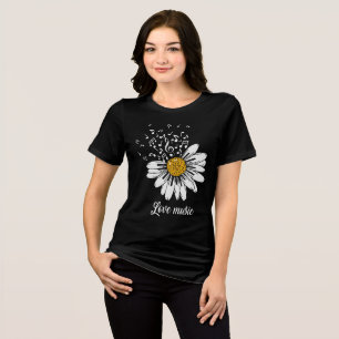 Love Music Daisy Flower Tri-Blend Shirt