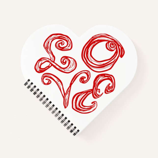 LOVE Music Heart Fabric Font Red Letters  Notebook (Front)