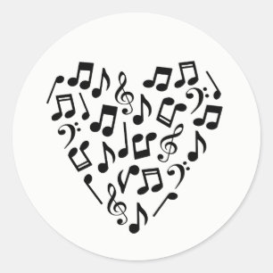 Love Music Heart of Music Notes Classic Round Sticker