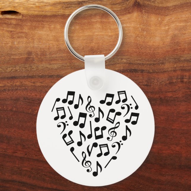 Love Music Heart of Music Notes Key Ring (Front)