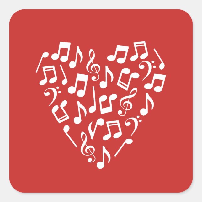 Love Music Heart of Music Notes Square Sticker (Front)