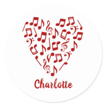 Love Music Heart of Red Music Notes with Name