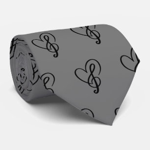 Love Music Heart Treble Clef Logo Tie