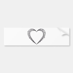 love music, musical notes heart bumper sticker