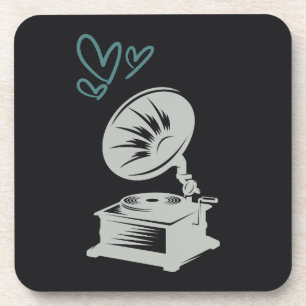 Love Music Old School Gramophone Coaster