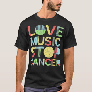 Love Music Stop Cancer  St Jude Breast Cancer funn T-Shirt