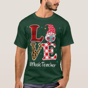 Love Music Teacher Gnome Christmas Matching Pajama T-Shirt