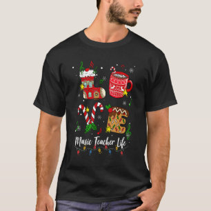 Love Music Teacher Life Candy Cane Christmas Xmas T-Shirt