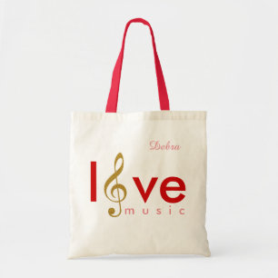 love music . treble clef personalised tote bag