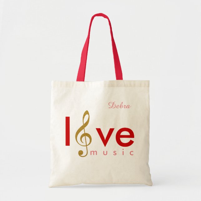 love music . treble clef personalised tote bag (Front)