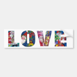 LOVE MUSICAL  SANTA XMAS PARTY BUMPER STICKER