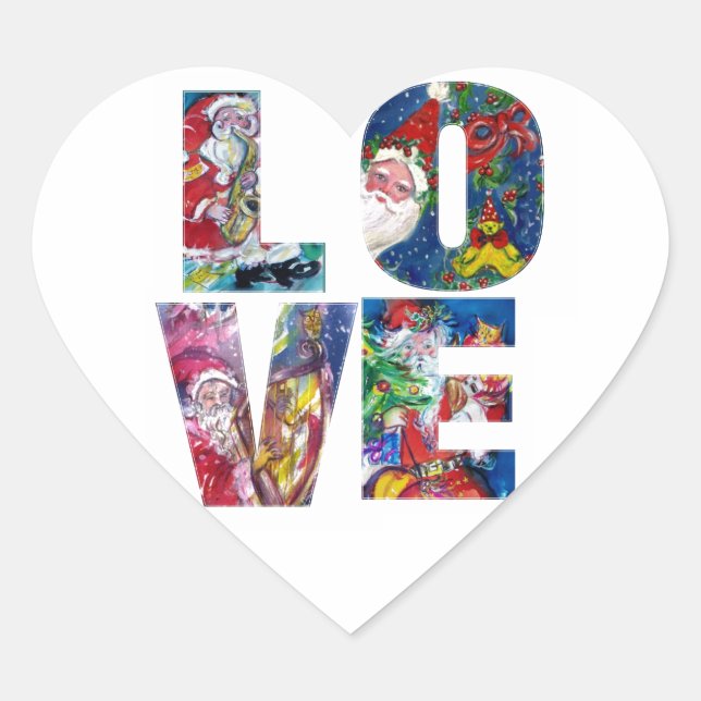 LOVE MUSICAL  SANTA XMAS PARTY HEART HEART STICKER (Front)