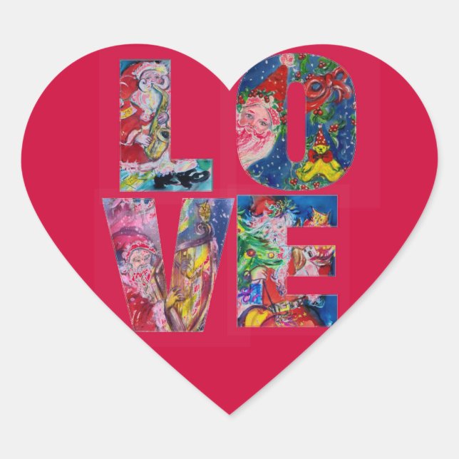 LOVE MUSICAL  SANTA XMAS PARTY HEART STICKER (Front)