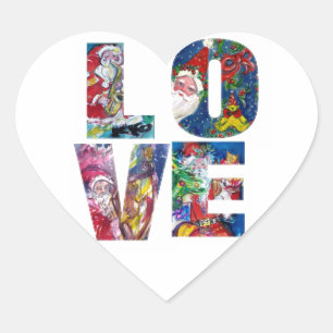 LOVE MUSICAL SANTA XMAS PARTY HEART STICKER