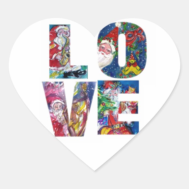 LOVE MUSICAL  SANTA XMAS PARTY HEART STICKER (Front)