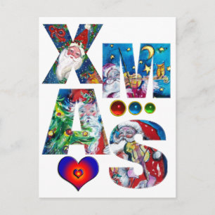 LOVE MUSICAL  SANTA XMAS PARTY POSTCARD