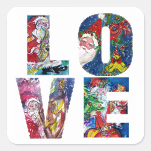 LOVE MUSICAL  SANTA XMAS PARTY SQUARE STICKER