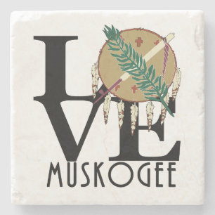 LOVE Muskogee OK Stone Coaster