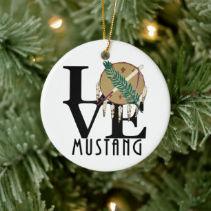 LOVE Mustang Oklahoma Ceramic Ornament