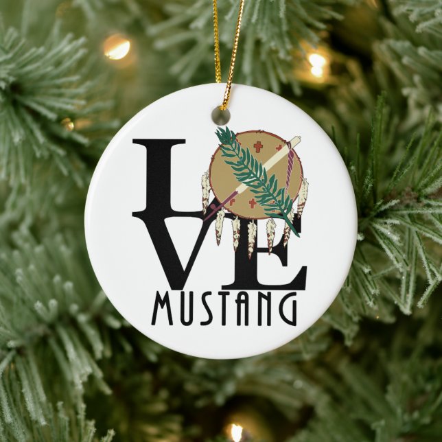 LOVE Mustang Oklahoma Ceramic Ornament (Tree)