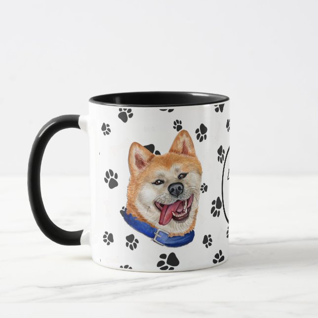 Love My Akita Dog Pawprint Mug (Left)