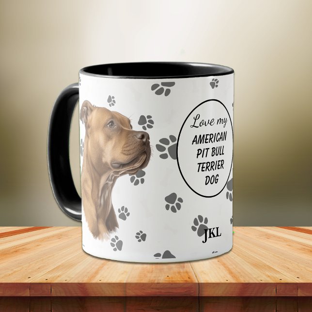 Love My American Pit Bull Terrier Dog Pawprint Mug (Creator Uploaded)