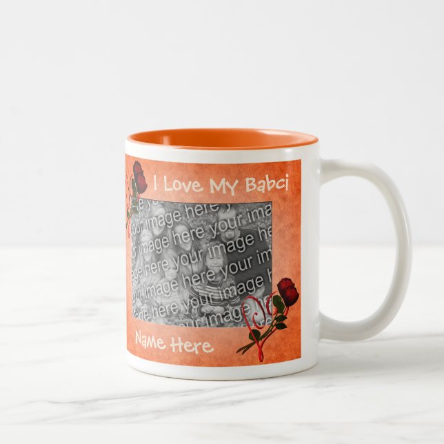 Love My Babci Roses Art Polish Grandmother  Two-Tone Coffee Mug (Right)