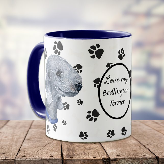 Love My Bedlington Terrier Dog Pawprint Mug (Creator Uploaded)