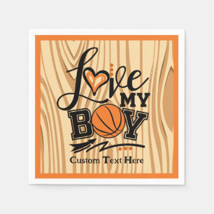 Love My Boy Basketball Sports Personalised Napkin