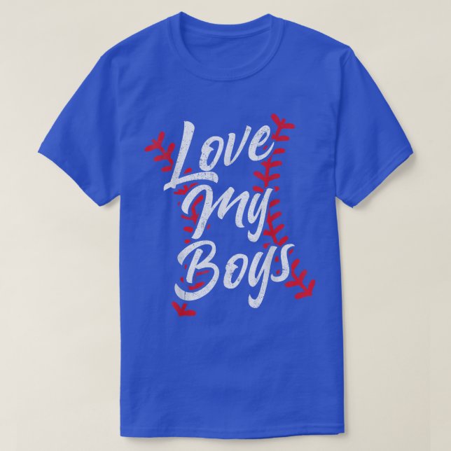 Love My Boys Baseball Laces Cute Grandma Nana Mum  T-Shirt (Design Front)