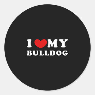 Love My Bulldog  Classic Round Sticker