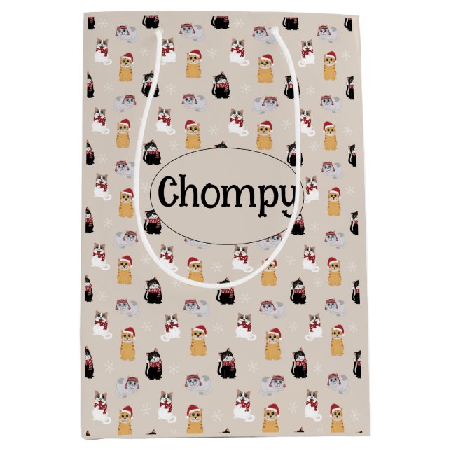 Love my cat Personalised Medium Gift Bag (Front)