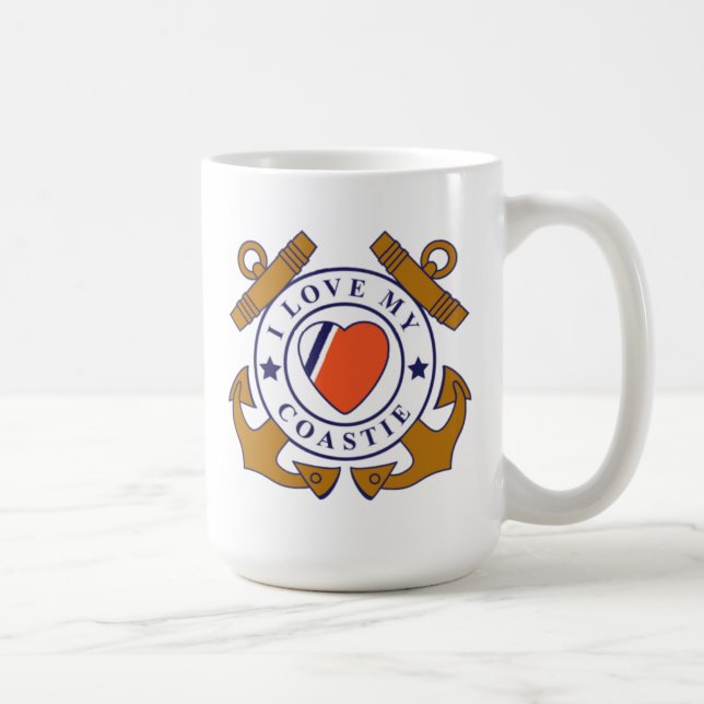 Love My Coastie Crossed Anchor Mug (Right)