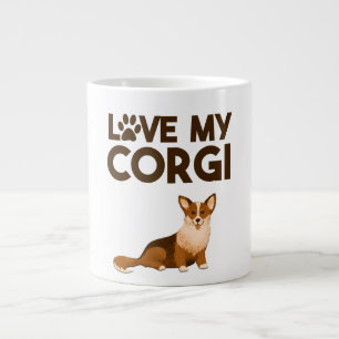 LOVE MY CORGI with Dog Illustration Large Coffee Mug