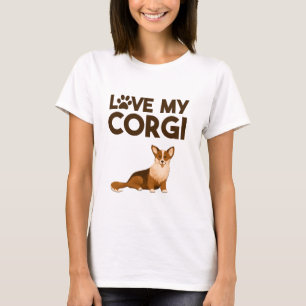 LOVE MY CORGI with Dog Illustration T-Shirt