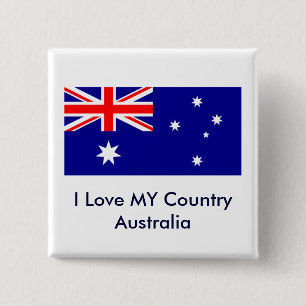 Love MY Country Australia Flag jGibney The MUSEUM 15 Cm Square Badge
