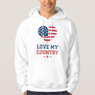 Love My Country Heart Flag Hoodie