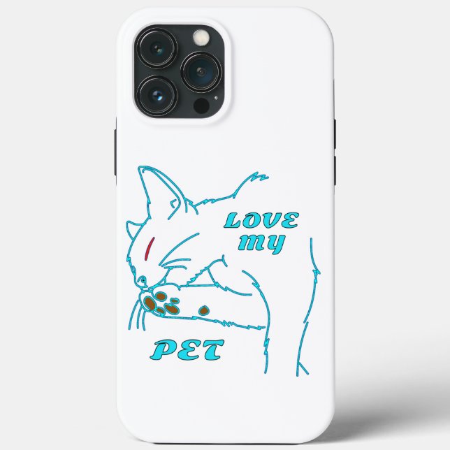 LOVE MY CUTE AQUA PET CAT Case-Mate iPhone CASE (Back)
