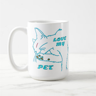 LOVE MY CUTE AQUA PET CAT COFFEE MUG