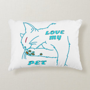 LOVE MY CUTE AQUA PET CAT DECORATIVE CUSHION