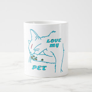 LOVE MY CUTE AQUA PET CAT LARGE COFFEE MUG