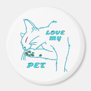 LOVE MY CUTE AQUA PET CAT MAGNET
