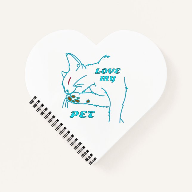 LOVE MY CUTE AQUA PET CAT NOTEBOOK (Front)