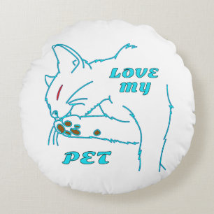 LOVE MY CUTE AQUA PET CAT ROUND CUSHION