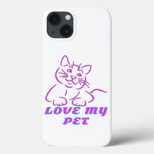 LOVE MY CUTE PINK PET CAT iPhone 13 CASE