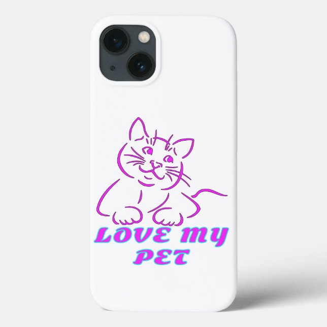 LOVE MY CUTE PINK PET CAT Case-Mate iPhone CASE (Back)