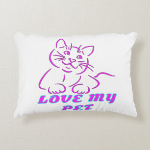 LOVE MY CUTE PINK PET CAT DECORATIVE CUSHION