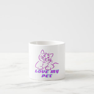 LOVE MY CUTE PINK PET CAT ESPRESSO CUP